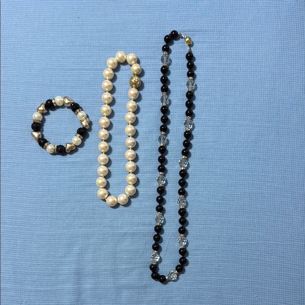 Timeless Black and White Beaded Necklace Set